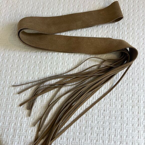 Vintage Anne-X Women’s Small Tan Leather Western Fringe Belt 29” Length BOHO - Picture 6 of 11